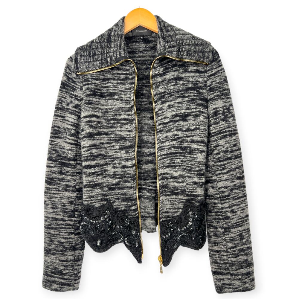 Gaetanonavarra Made in Italy  | M | Wool Knit Embellished Cardigan Sweater